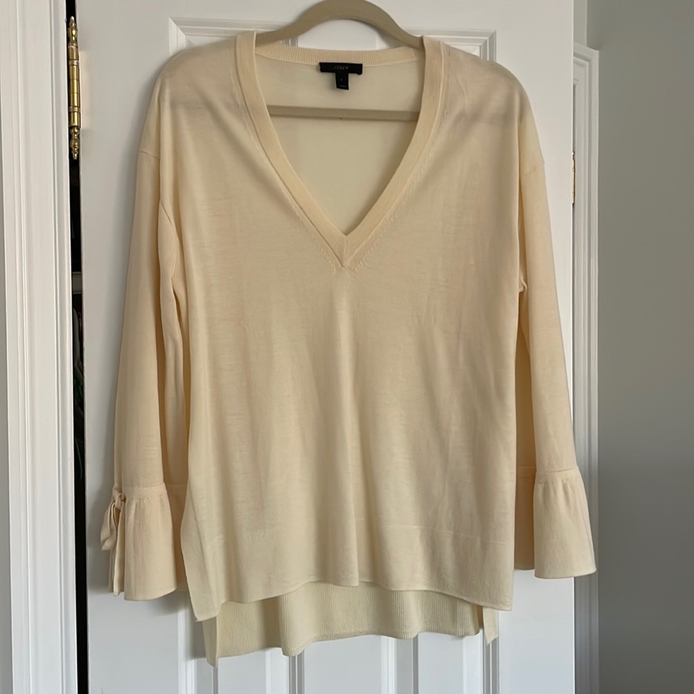 J.Crew Cream V-Neck Sweater